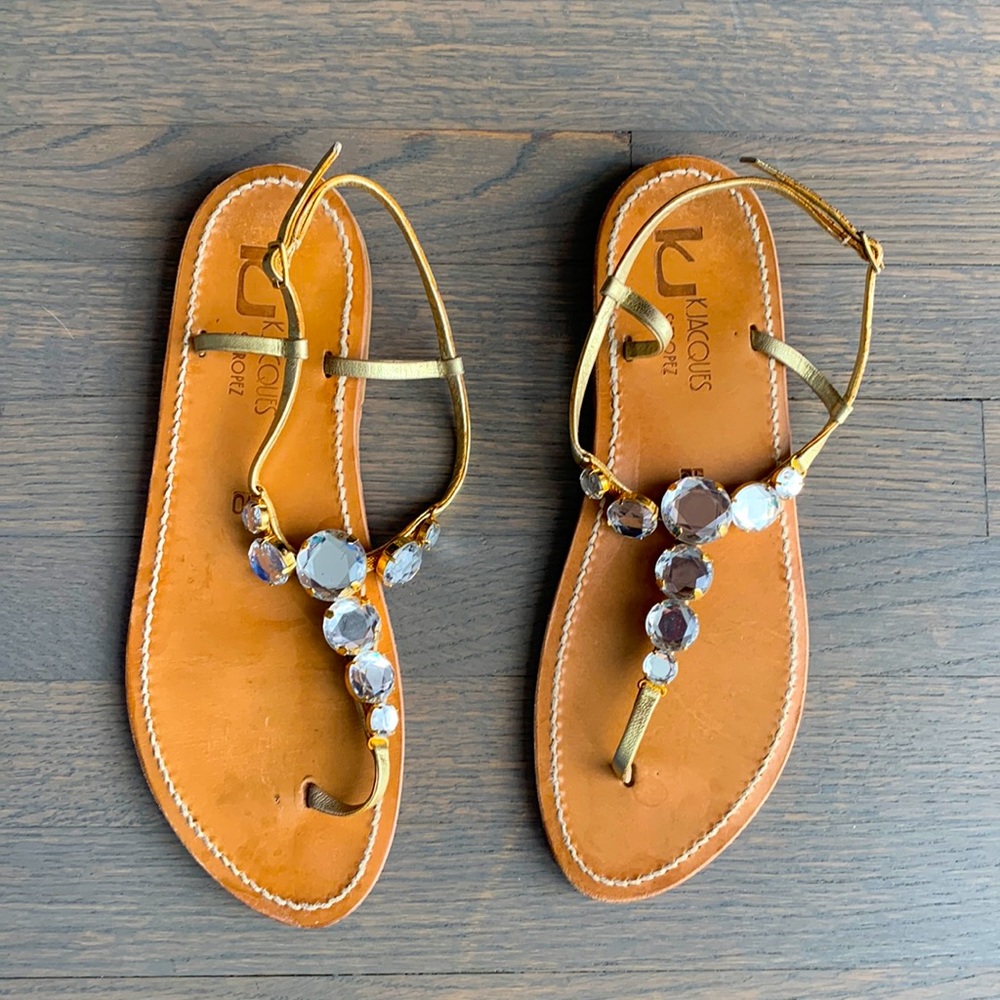 KJacques St. Tropez Diamante Sandals sz 40